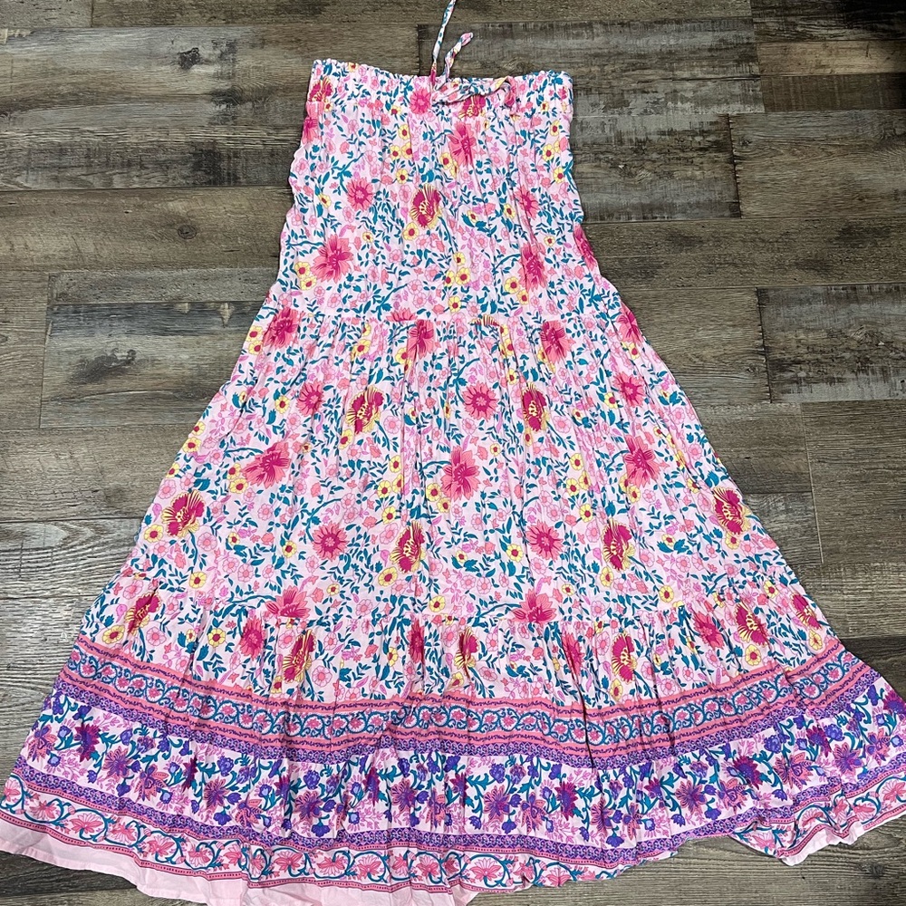 SHEIN Pink and Purple Floral Maxi Skirt